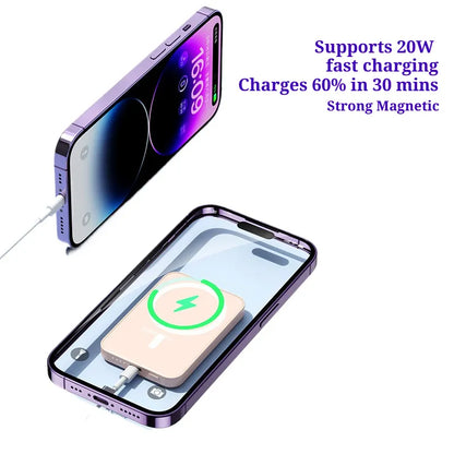 2025 New Ultra Thin Magsafe Mini Wireless Magnetic Power Bank Custom Logo Gift Version Portable Fast Charger for Iphone Android
